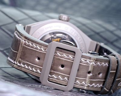 Bespoke Watch Strap in Olive Grey Crocodile