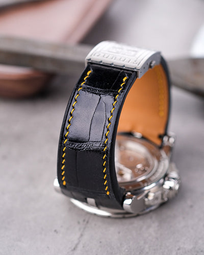 Bespoke Watch Strap in Black Crocodile