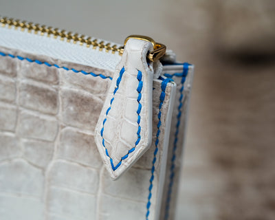 Bespoke Zipper Wallet in Natural Himalayan Crocodile