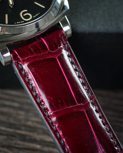 Bespoke Watch Strap in Blood Red Crocodile