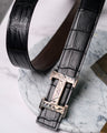 Bespoke Reversible Belt in Black Crocodile & Chocolate Brown Epsom