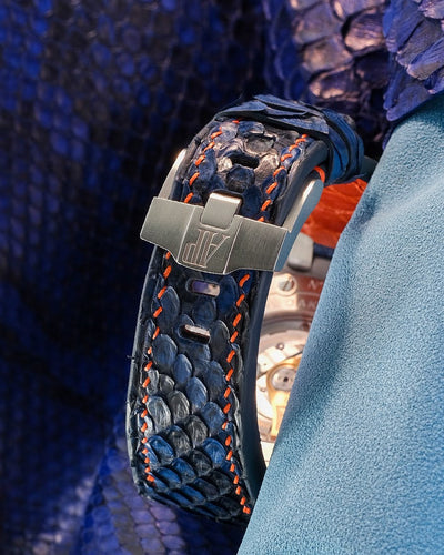 Bespoke Watch Strap in Blue Python