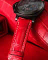 Bespoke Watch Strap in Ferrari Red Crocodile