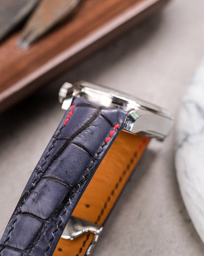 Bespoke Watch Strap in Grey Rubbed Off Crocodile