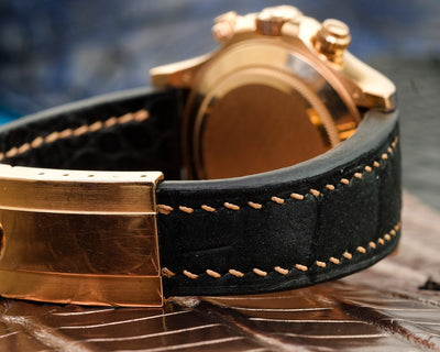 Bespoke Watch Strap in Black Nubuck Alligator