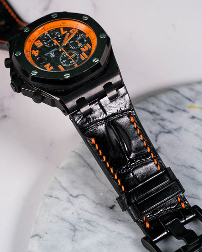 Bespoke Watch Strap in Jet Black Crocodile