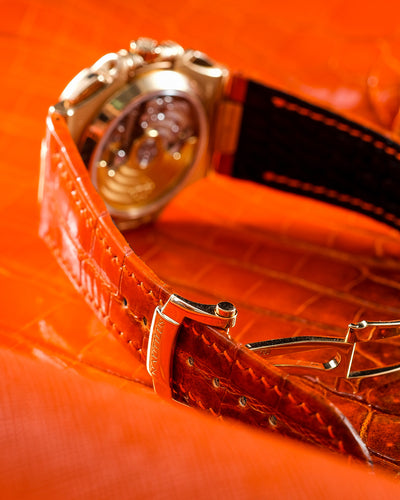 Bespoke Watch Strap in Orange Himalayan Crocodile