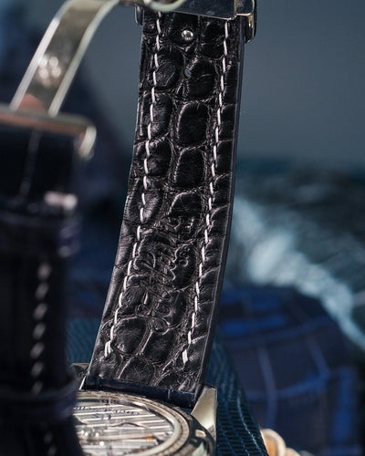 Bespoke Watch Strap in Navy Blue Crocodile