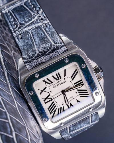 Bespoke Watch Strap in Black Silver Alligator