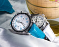 Bespoke Watch Straps in Miami Blue & White Crocodile