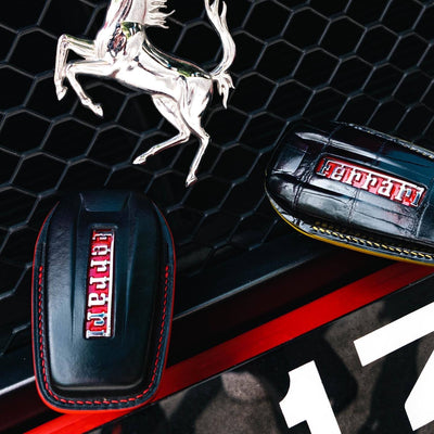 Bespoke Key Fob Covers in Black Crocodile & Black Nappa