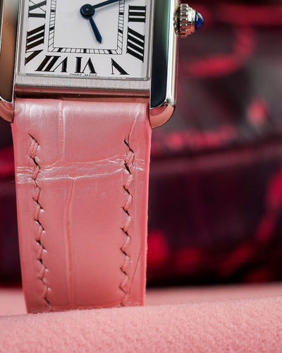 Bespoke Watch Strap in Baby Pink Crocodile