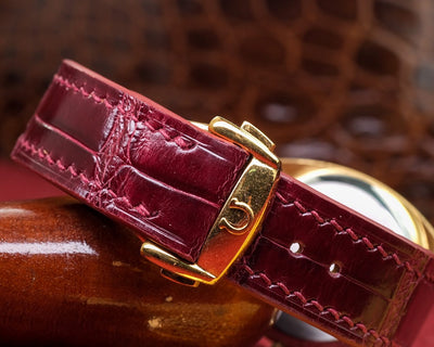 Bespoke Watch Strap in Maroon Red Crocodile