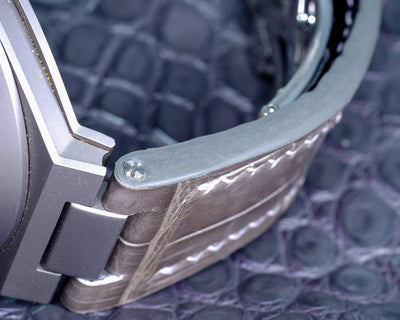 Bespoke Watch Strap in Olive Grey Crocodile