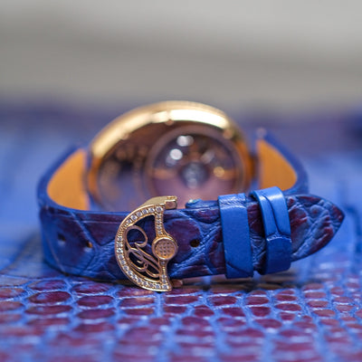 Bespoke Watch Strap in Electric Blue Himalayan Crocodile