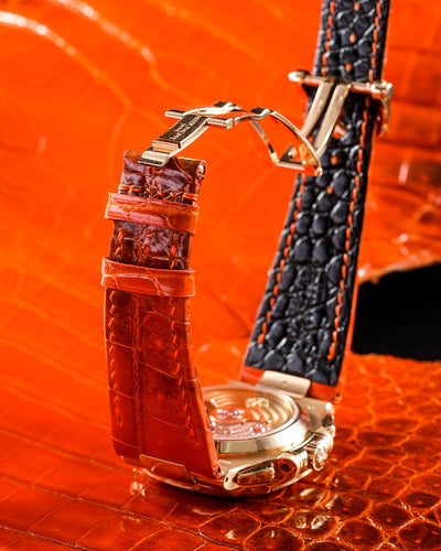 Bespoke Watch Strap in Orange Himalayan Crocodile