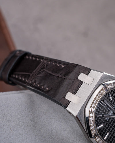 Bespoke Watch Strap in Charcoal Grey Crocodile