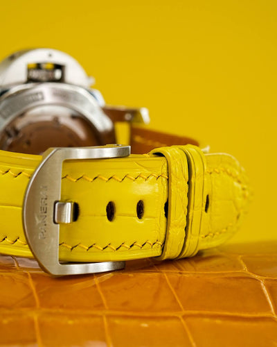 Bespoke Watch Straps in Yolk Yellow Crocodile