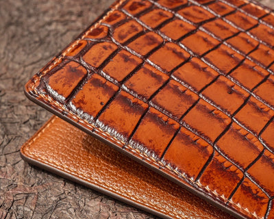 Bespoke Bifold Wallet in 2 Tone Dark Brown Crocodile