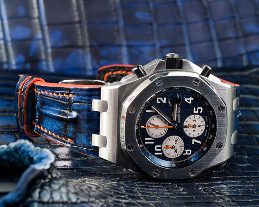 Bespoke Watch Strap in 2 Tone Blue Crocodile