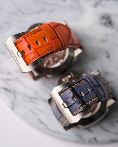 Bespoke Watch Strap in Black Silver Crocodile