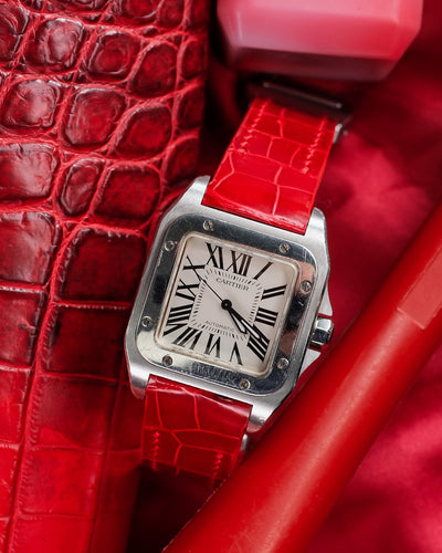 Bespoke Watch Strap in Ferrari Red Crocodile