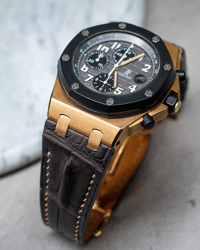 Bespoke Watch Strap in Charcoal Grey Alligator