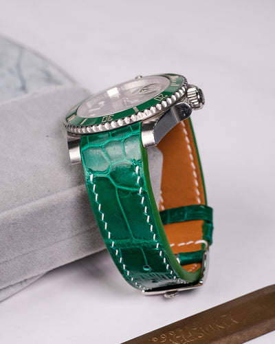 Bespoke Watch Strap in Emerald Green Crocodile