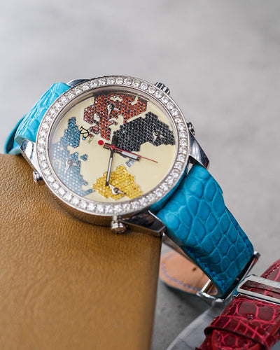 Bespoke Watch Strap in Turquoise Blue Crocodile