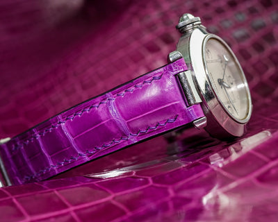 Bespoke Watch Strap in Fuchsia Pink Crocodile