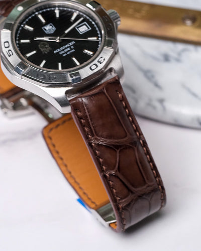Bespoke Watch Strap in Chocolate Brown Crocodile