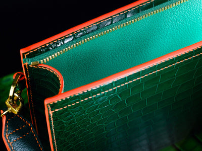 Bespoke Clutch Bag in Pine Green Crocodile