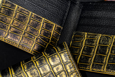 Bespoke Bifold Wallets in Gold Brushed Alligator