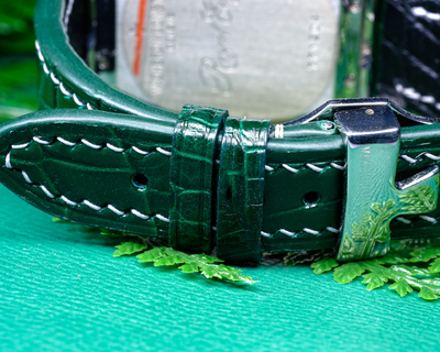 Bespoke Watch Strap in Hunter Green Crocodile