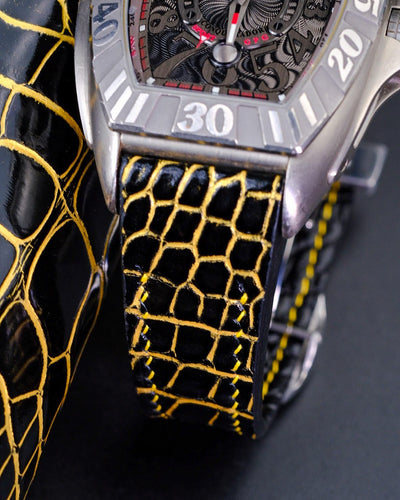 Bespoke Watch Strap in Black Gold Alligator