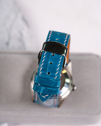 Bespoke Watch Strap in Turquoise Blue Crocodile