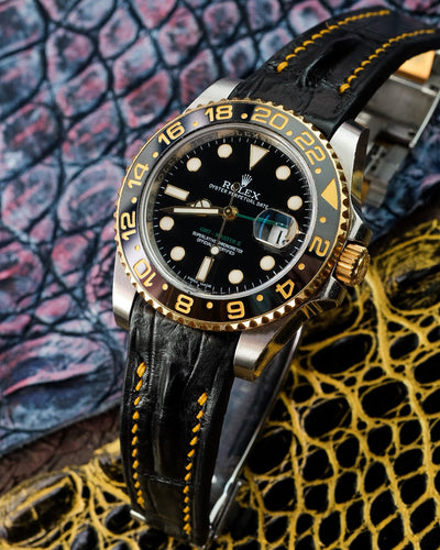 Bespoke Watch Strap in Black Crocodile