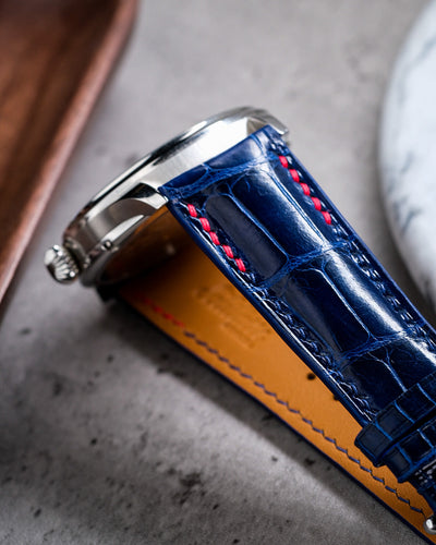 Bespoke Watch Strap in Electric Blue Crocodile