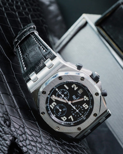 Bespoke Watch Strap in Black Crocodile