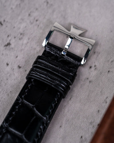 Bespoke Watch Strap In Black Crocodile
