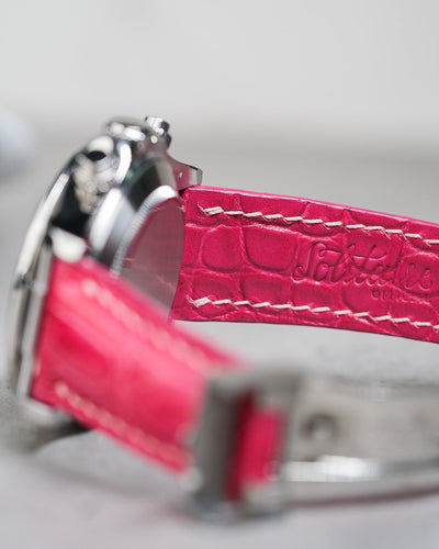 Bespoke Watch Strap in Fuchsia Pink Crocodile