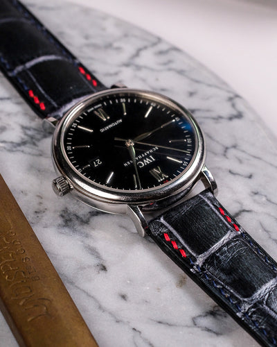 Bespoke Watch Strap in Black Sliver Alligator