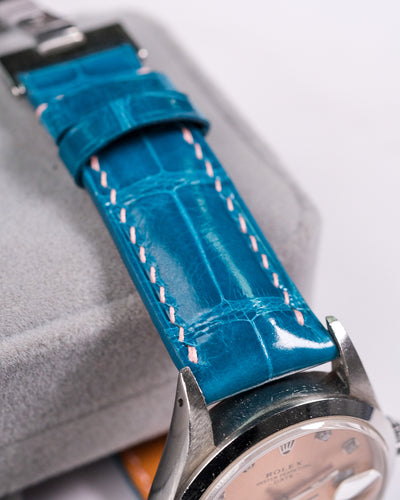 Bespoke Watch Strap in Turquoise Blue Crocodile