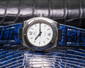 Bespoke Watch Strap in Tie Dye Blue Crocodile