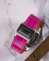 Bespoke Watch Strap in Fuchsia Pink Crocodile