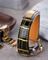Bespoke Watch Strap in Gold Black Alligator