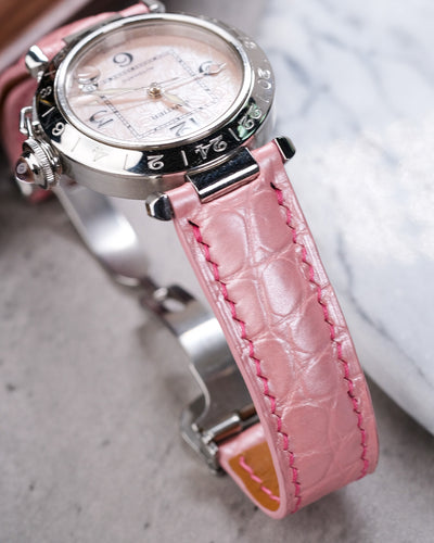 Bespoke Watch Strap in Baby Pink Crocodile