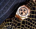 Bespoke Watch Strap in Gold Black Alligator