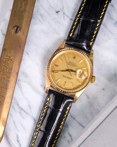 Bespoke Watch Strap in Black Crocodile