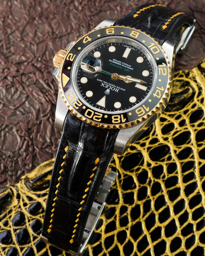Bespoke Watch Strap in Black Crocodile